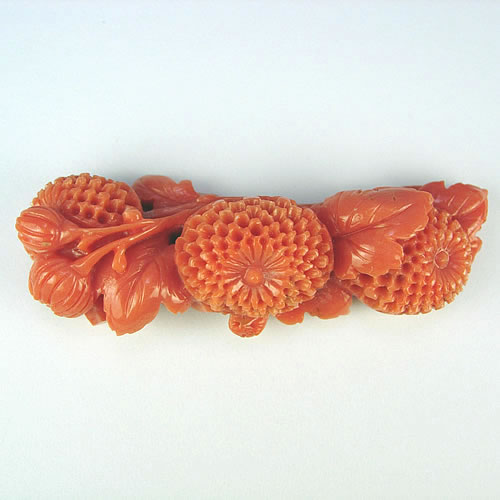 本珊瑚　菊　極上細工彫　10.3g　ジュエリールース ad413