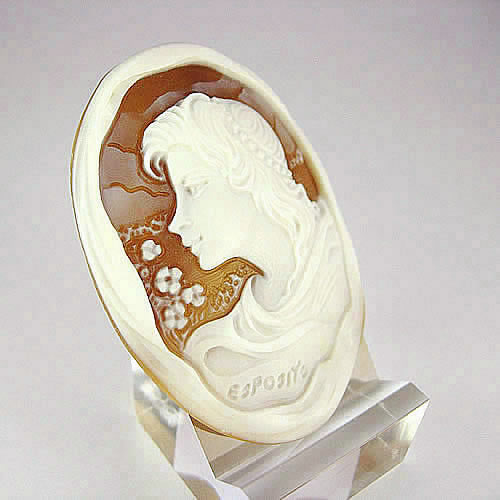 シェルカメオ 手彫り 　46×34mm　ジュエリールース cd781 画像