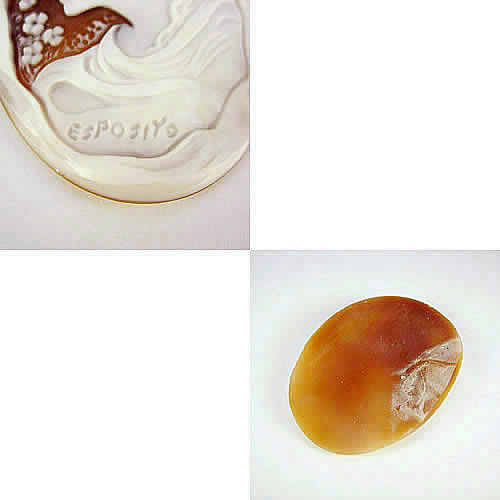 シェルカメオ 手彫り 　46×34mm　ジュエリールース cd781 画像