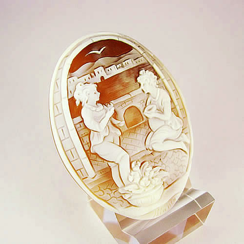 シェルカメオ 手彫り　50×38mm　ジュエリールース cd785 画像