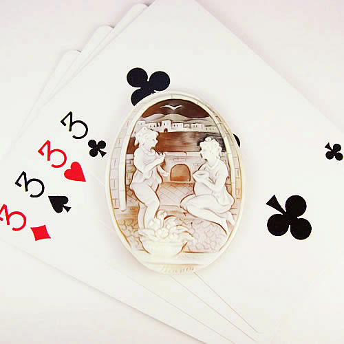シェルカメオ 手彫り　50×38mm　ジュエリールース cd785 画像