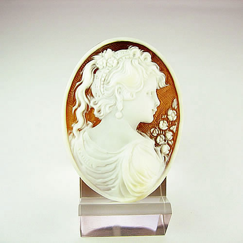 シェルカメオ 手彫り 45×34mm ジュエリールース cd801