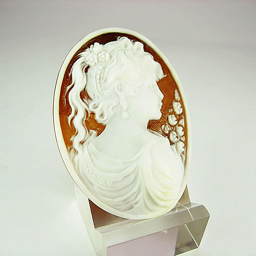 シェルカメオ 手彫り 45×34mm ジュエリールース cd801 画像