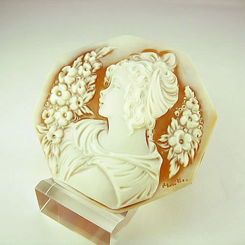 シェルカメオ 手彫り　 50×50mm 　ジュエリールース cd805 画像