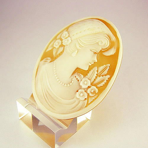 シェルカメオ 手彫り 50×38mm　ジュエリールース cd814 画像