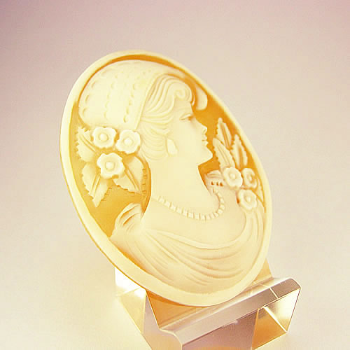 シェルカメオ 手彫り 50×38mm　ジュエリールース cd814 画像