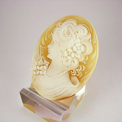 シェルカメオ 手彫り 45×34mm　ジュエリールース cd816 画像