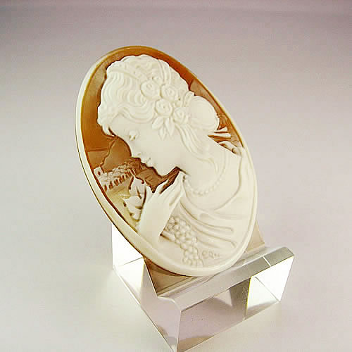 シェルカメオ　 手彫り 45×33mm 　ジュエリールース cd818 画像