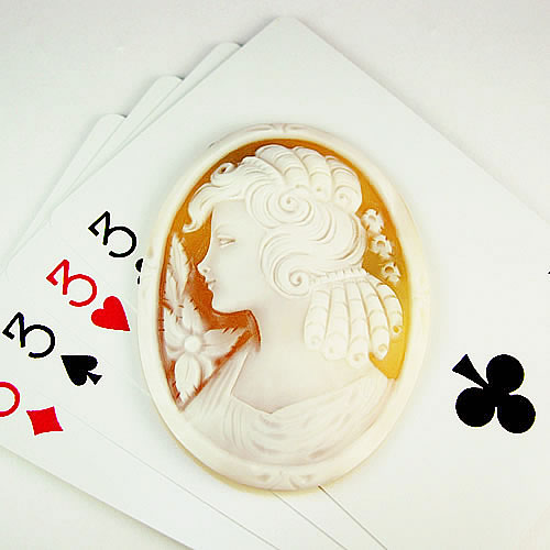 シェルカメオ 手彫り　 60×45mm　ジュエリールース cd824 画像