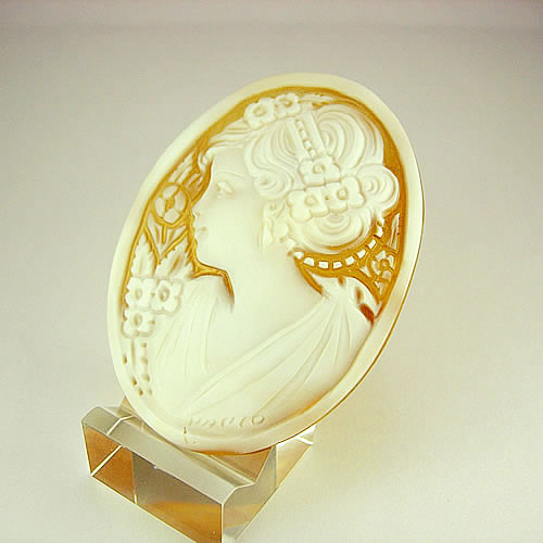 シェルカメオ 手彫り 　60×44mm 　ジュエリールース cd834 画像