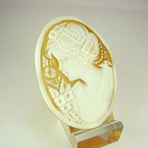 シェルカメオ 手彫り 　60×44mm 　ジュエリールース cd834 画像