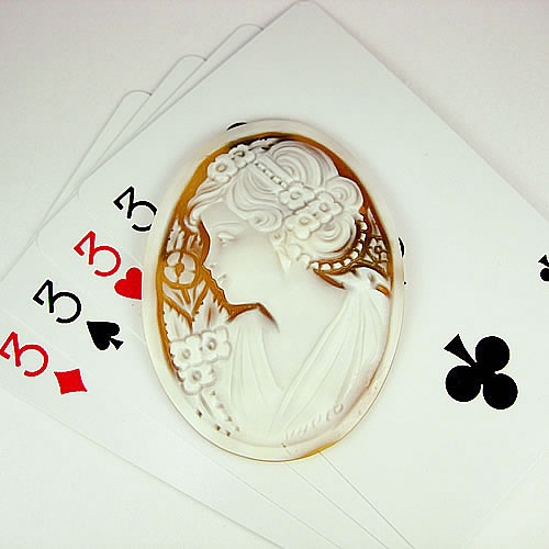 シェルカメオ 手彫り 　60×44mm 　ジュエリールース cd834 画像
