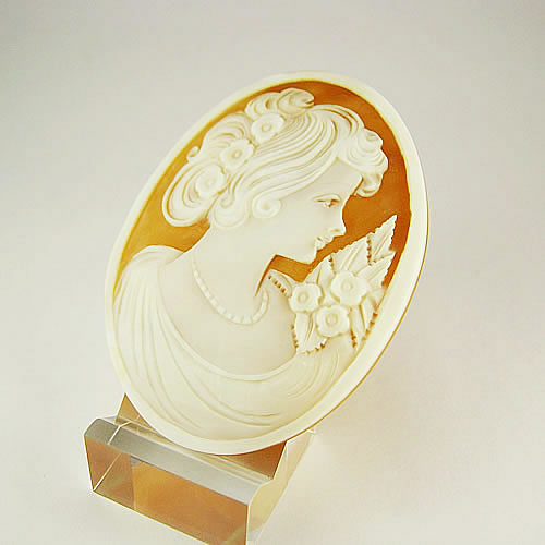 シェルカメオ 手彫り　 60×45mm　ジュエリールース cd836 画像