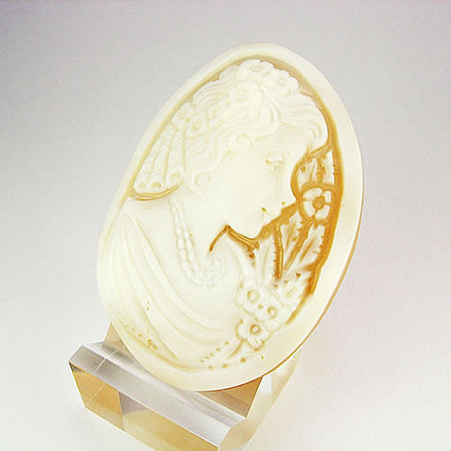 シェルカメオ 手彫り  50×37mm　ジュエリールース cd839 画像