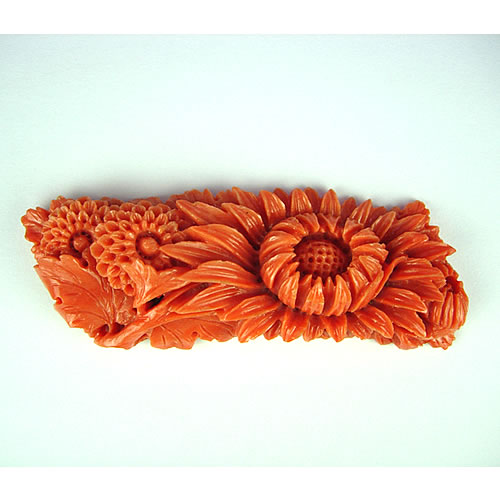 本珊瑚　菊　極上細工彫　14g　ジュエリールース dc577