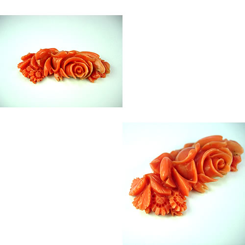 本珊瑚　薔薇極上細工彫　9.9g　ジュエリールース dc927 画像