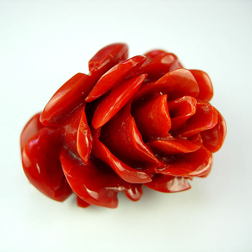 血赤珊瑚 32×29mm 薔薇彫 ジュエリールースde166 - 御徒町の宝石屋