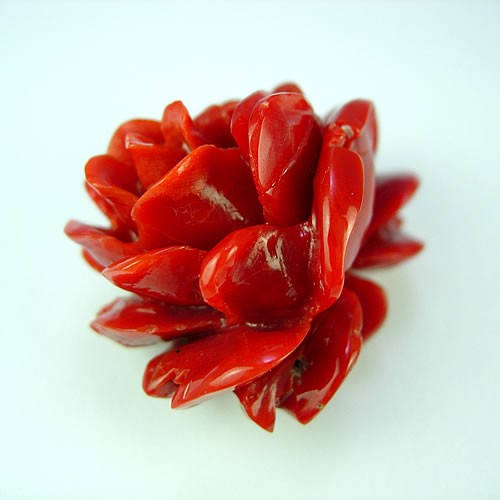 血赤珊瑚　32×29mm 薔薇彫　ジュエリールース de166 画像
