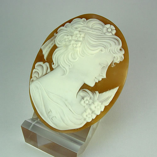 シェルカメオ 手彫り 50×38mm ジュエリールース de798 画像