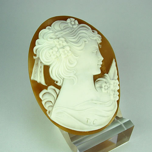 シェルカメオ 手彫り 50×38mm ジュエリールース de798 画像