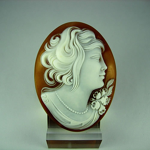 シェルカメオ 手彫り 50×38mm ジュエリールース de933