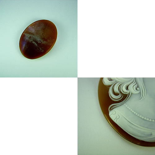 シェルカメオ 手彫り 50×38mm ジュエリールース de933 画像