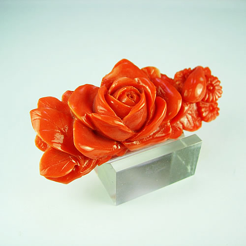 桃珊瑚　薔薇 極上細工彫　68.44ct　ジュエリールース df235 画像