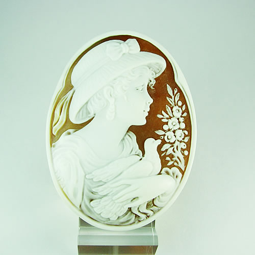 シェルカメオ 手彫り 65×49mm ジュエリールース df943