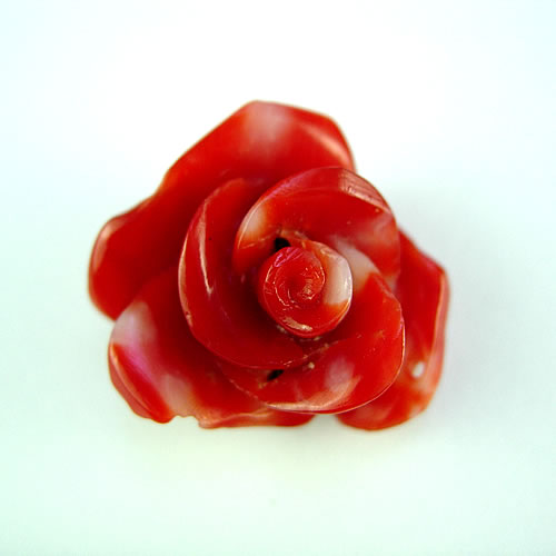 血赤珊瑚　21×18mm 薔薇彫　ジュエリールース dt545
