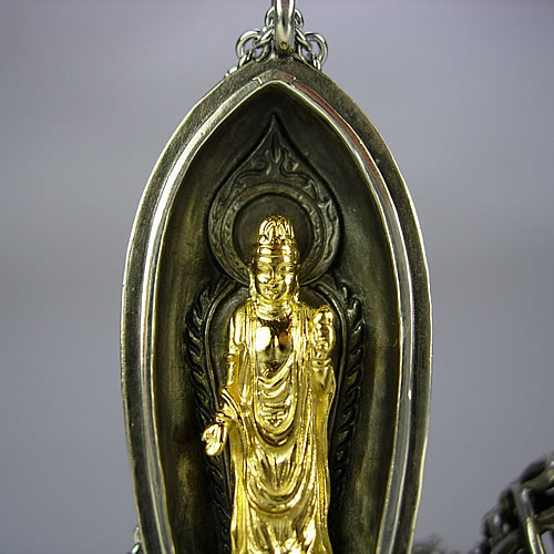 銀製（k24GP・古美）　菩薩　携帯仏壇