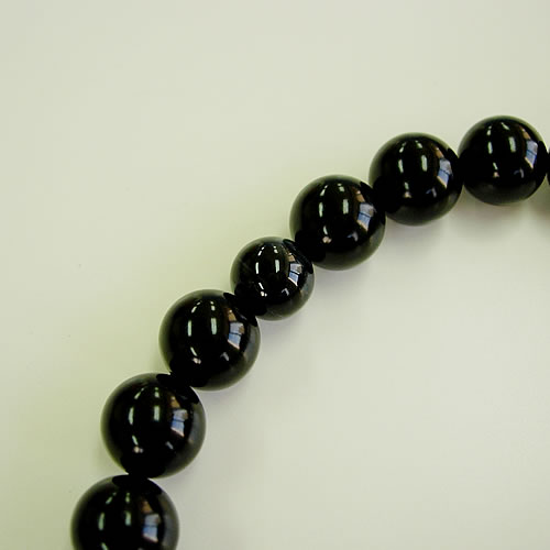 天然ジェット　黒縞メノー仕立正絹房　男性用数珠（念珠）『10年保証付き』 jn0364 画像
