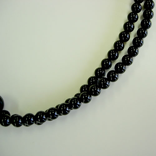 天然ジェット　6mm尺振分　共仕立　男女兼用本連数珠（念珠）『10年保証付き』 jn2855 画像