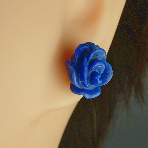 稀少色　ラピスラズリ　高級薔薇彫りパーツ 稀少色 ラピスラズリ 高級薔薇彫りパーツ